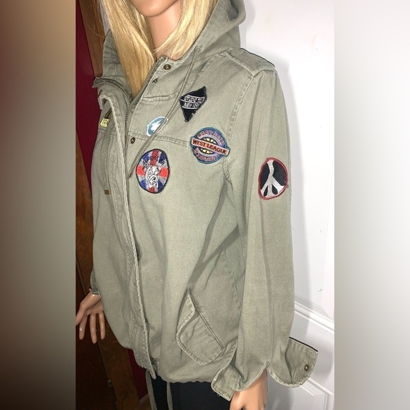 Ashley Outerwear hooded Army Jacket with patches XL - Picture 6 of 11